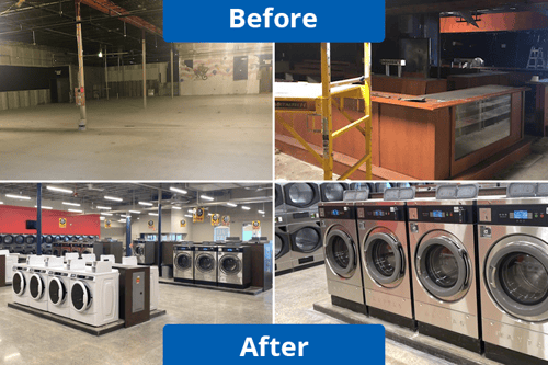 Laundromat before and after